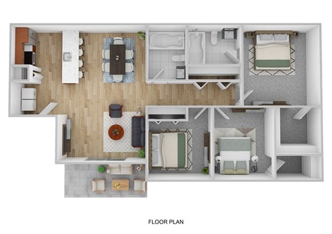 the 1190 floor plan  1 bedroom with 2 baths